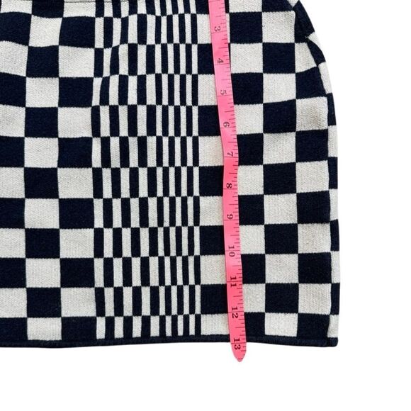 Urban Outfitters Tallulah Notch Knit Mini Skirt Navy Blue and Cream Medium - Picture 8 of 10